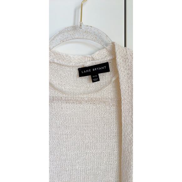 Lane Bryant Knit Open Cardigan Sweater Neutral Cream Size 14/16 Layering - Picture 3 of 5